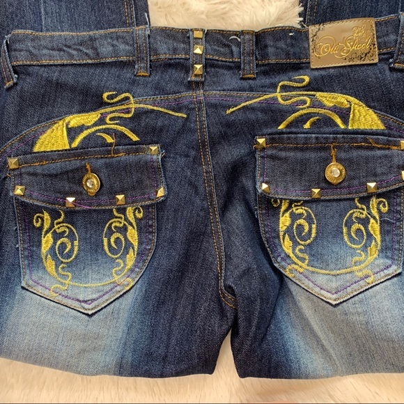 Old School Junior Dark Wash Straight Leg Blue Jeans - Picture 7 of 11